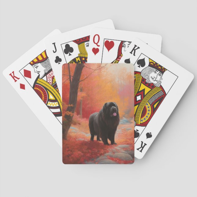 Newfoundland in Autumn Leaves Fall Inspire  Poker Cards (Back)