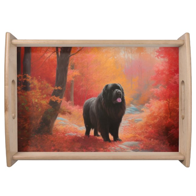Newfoundland in Autumn Leaves Fall Inspire  Serving Tray (Front)