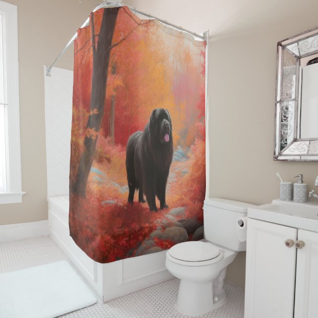 Newfoundland in Autumn Leaves Fall Inspire  Shower Curtain (In Situ)