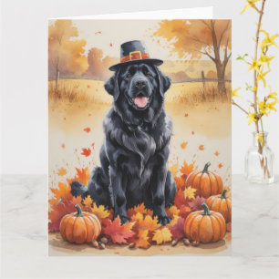 Newfoundland In Autumn Leaves Thanksgiving Art  Card