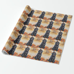 Newfoundland In Autumn Leaves Thanksgiving Art  Wrapping Paper