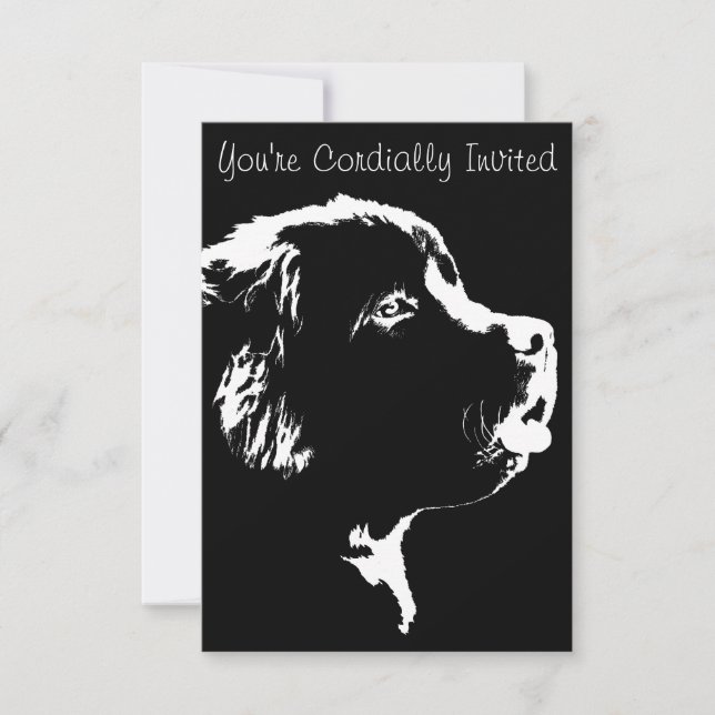 Newfoundland Invitations Personalize Dog RSVP Card (Front)