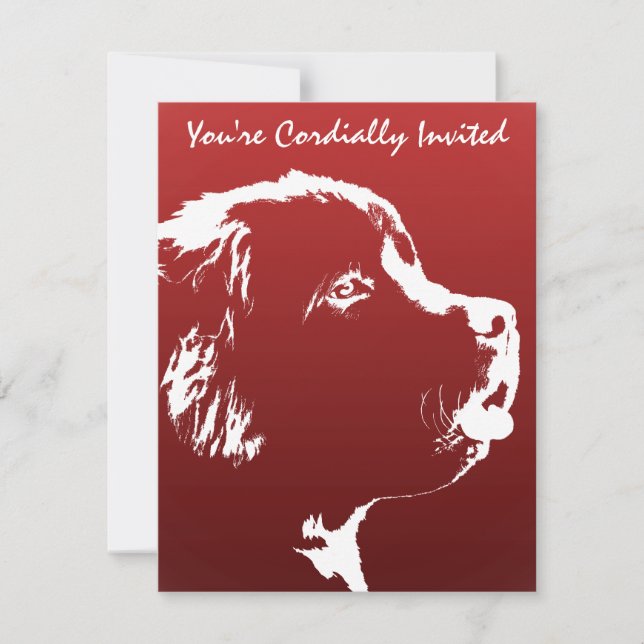 Newfoundland Invitations Personalize Dog RSVP Card (Front)
