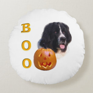 Newfoundland Landseer Halloween Boo Round Pillow