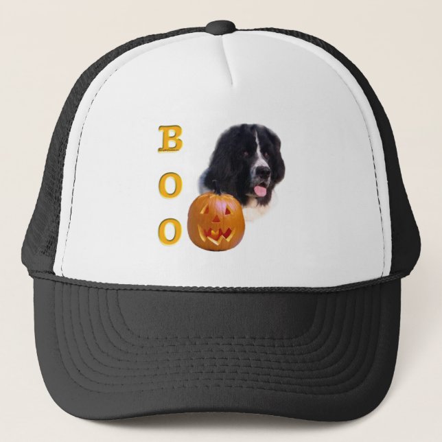 Newfoundland (landseer) Halloween Boo Trucker Hat (Front)