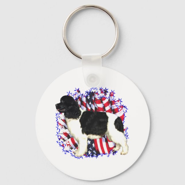 Newfoundland (landseer) Patriot Keychain (Front)