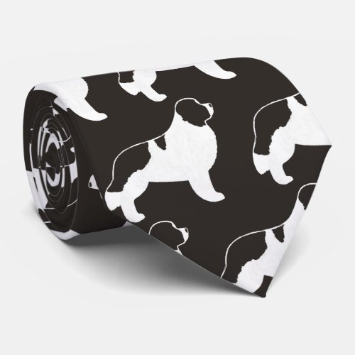 Newfoundland Landseer Silhouettes Pattern Dogs Tie