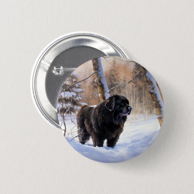 Newfoundland Let It Snow Christmas  Button (Front & Back)