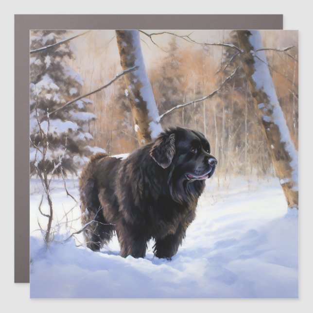 Newfoundland Let It Snow Christmas  Car Magnet (Front)