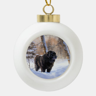 Newfoundland Let It Snow Christmas  Ceramic Ball Christmas Ornament