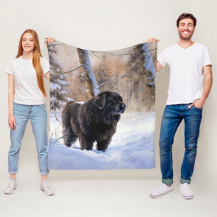 Newfoundland Let It Snow Christmas Fleece Blanket