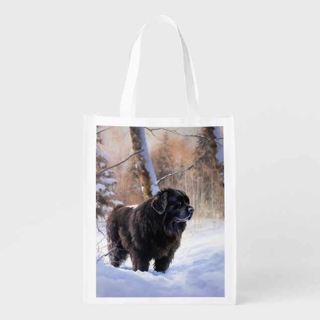 Newfoundland Let It Snow Christmas  Grocery Bag (Front)