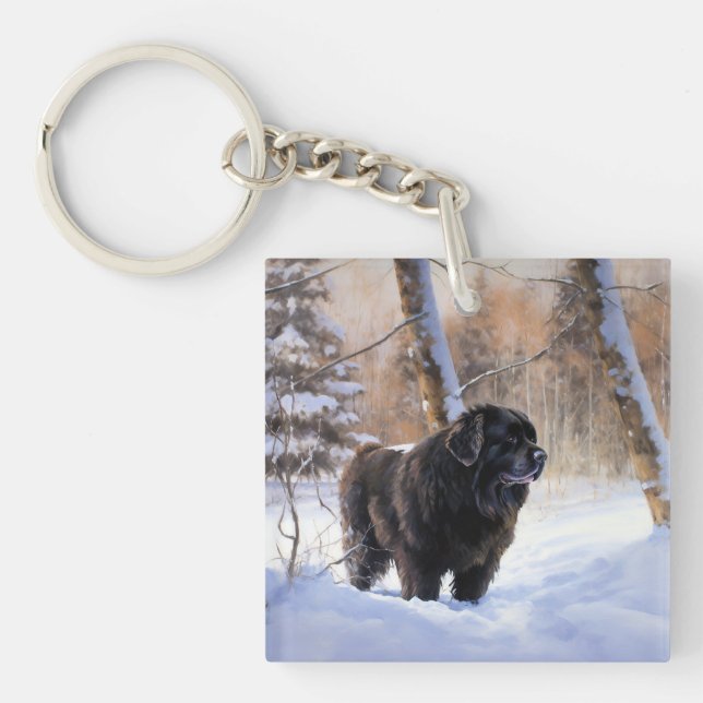 Newfoundland Let It Snow Christmas  Keychain (Front)