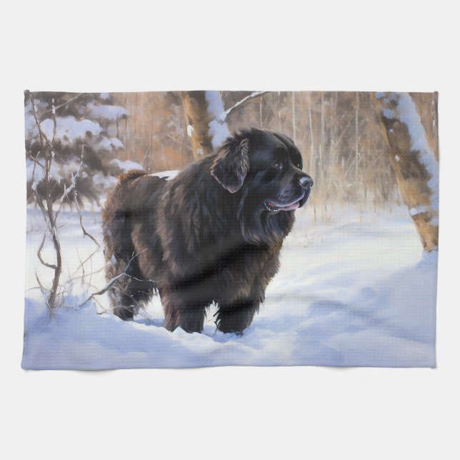 Newfoundland Let It Snow Christmas  Kitchen Towel (Horizontal)