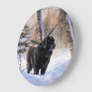Newfoundland Let It Snow Christmas Large Clock