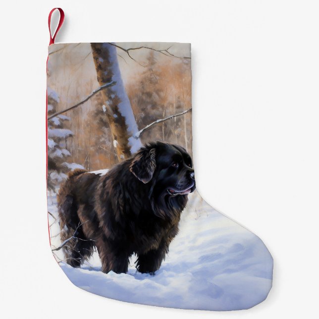 Newfoundland Let It Snow Christmas  Small Christmas Stocking (Front)