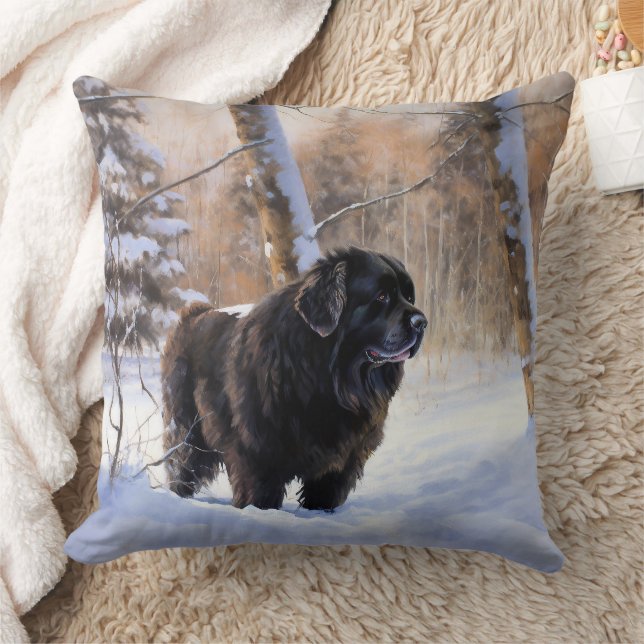 Newfoundland Let It Snow Christmas  Throw Pillow (Blanket)