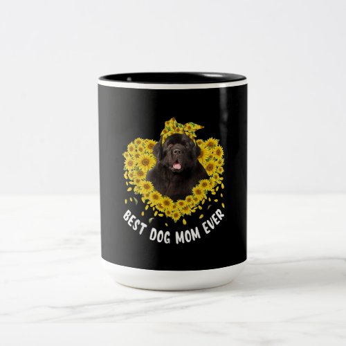 Newfoundland mom lovers  sunflower dog gift Two_Tone coffee mug