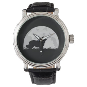 Newfoundland Mountain Dog Full Moon Silhouette Watch