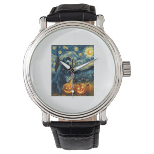 Newfoundland Newfie Cute Dog Halloween Jack O Lant Watch
