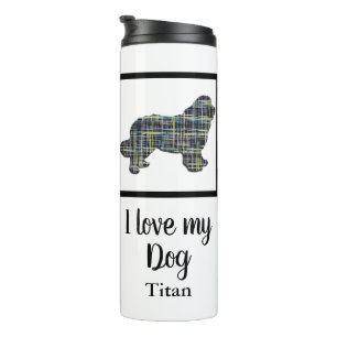 Newfoundland / Newfie Dog Y&B Grid Silhouette Thermal Tumbler