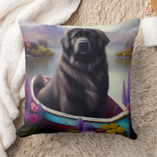Newfoundland on a Paddle: A Scenic Adventure Throw Pillow