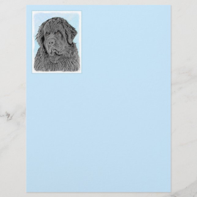 Newfoundland Painting - Cute Original Dog Art (Front)