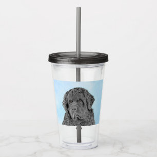 Newfoundland Painting - Cute Original Dog Art Acrylic Tumbler
