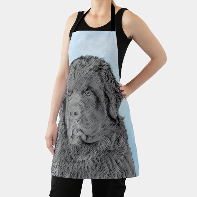 Newfoundland Painting - Cute Original Dog Art Apron (Insitu)