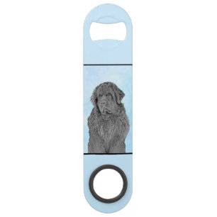 Newfoundland Painting - Cute Original Dog Art Bar Key