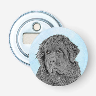 Newfoundland Painting - Cute Original Dog Art Bottle Opener