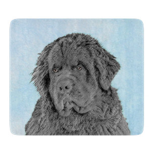Newfoundland Painting - Cute Original Dog Art Cutting Board