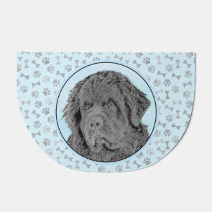 Newfoundland Painting - Cute Original Dog Art Doormat