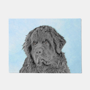 Newfoundland Painting - Cute Original Dog Art Doormat