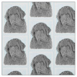 Newfoundland Painting - Cute Original Dog Art Fabric