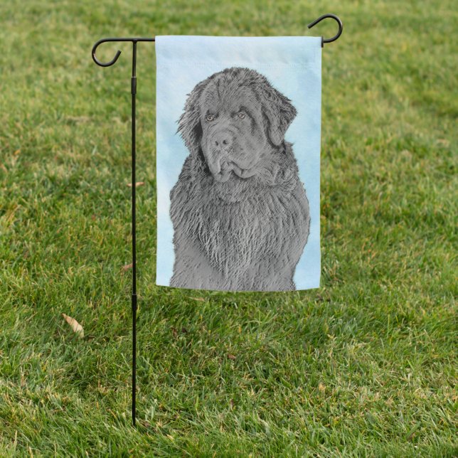 Newfoundland Painting - Cute Original Dog Art Garden Flag (In SItu)