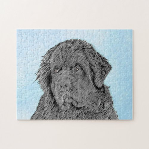 Newfoundland Painting _ Cute Original Dog Art Jigsaw Puzzle