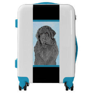 Newfoundland Painting - Cute Original Dog Art Lugg Luggage