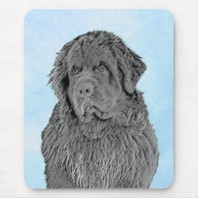 Newfoundland Painting - Cute Original Dog Art Mouse Pad (Front)