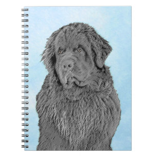 Newfoundland Painting - Cute Original Dog Art Notebook