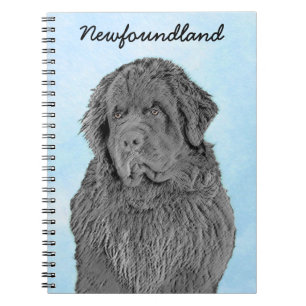 Newfoundland Painting - Cute Original Dog Art Notebook