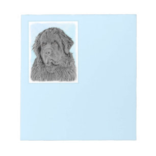 Newfoundland Painting - Cute Original Dog Art Notepad