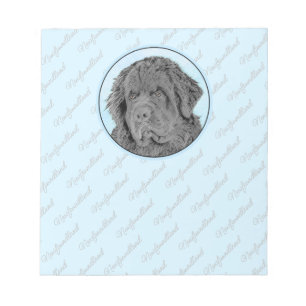 Newfoundland Painting - Cute Original Dog Art Notepad