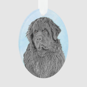 Newfoundland Painting - Cute Original Dog Art Ornament