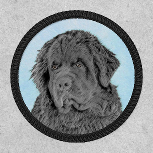 Newfoundland Painting - Cute Original Dog Art Patch