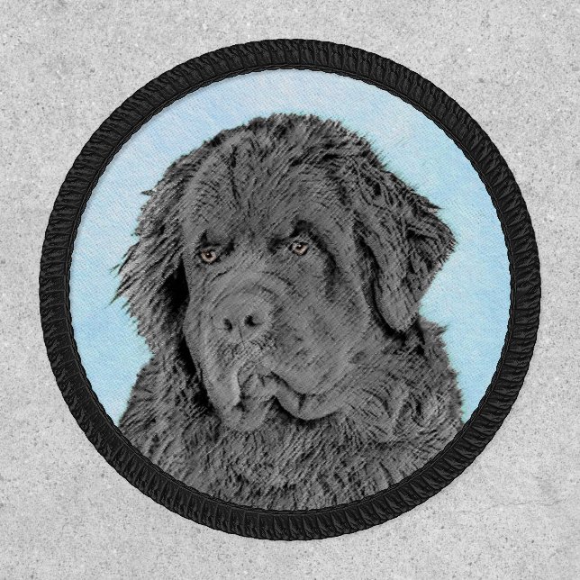 Newfoundland Painting - Cute Original Dog Art Patch (Front)