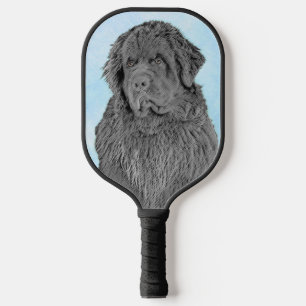Newfoundland Painting - Cute Original Dog Art Pickleball Paddle