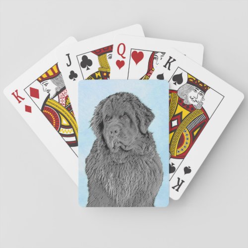 Newfoundland Painting _ Cute Original Dog Art Playing Cards
