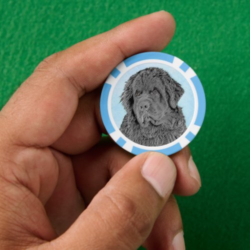 Newfoundland Painting _ Cute Original Dog Art Poker Chips