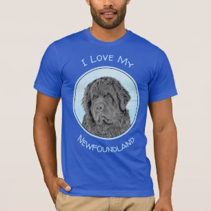 Newfoundland Painting - Cute Original Dog Art T-Shirt